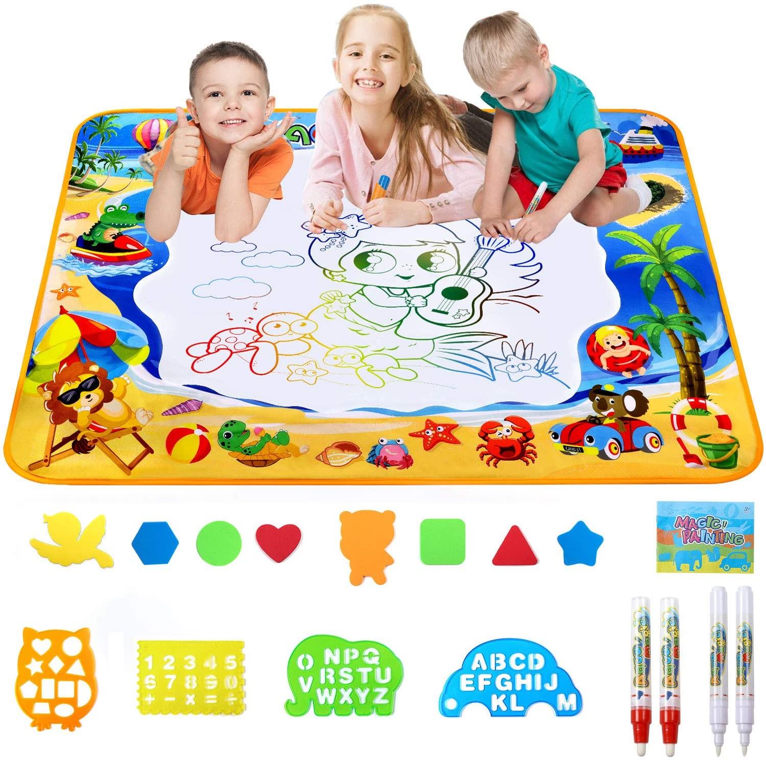 Doodle Drawing Mat 40 x 32 inch Large Aqua Magic Water Drawing Mat Toy Gifts for Boys Girls Kids