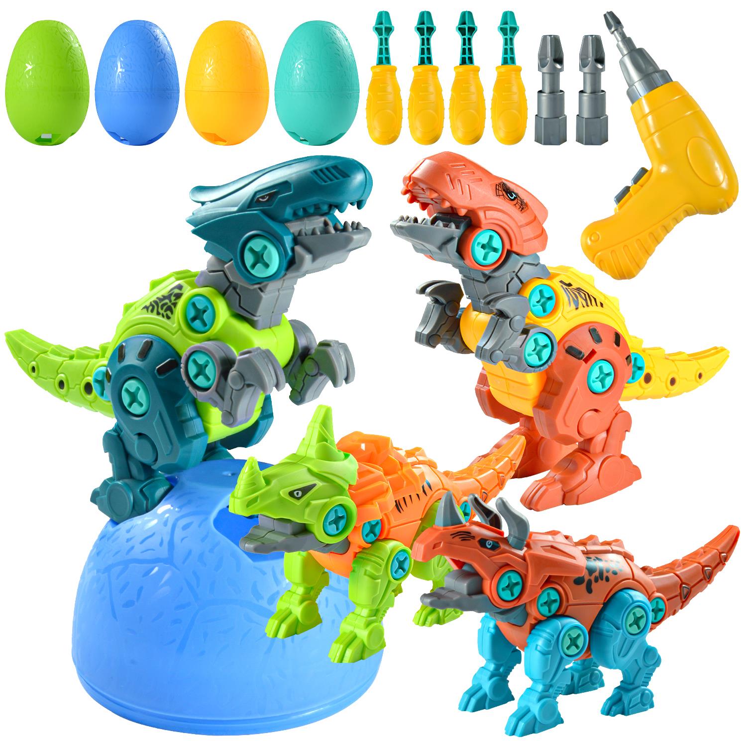 4 Packs Take Apart Dinosaur Toys for Kids,Building Toys Set with Plastic Screwdriver Play Kit