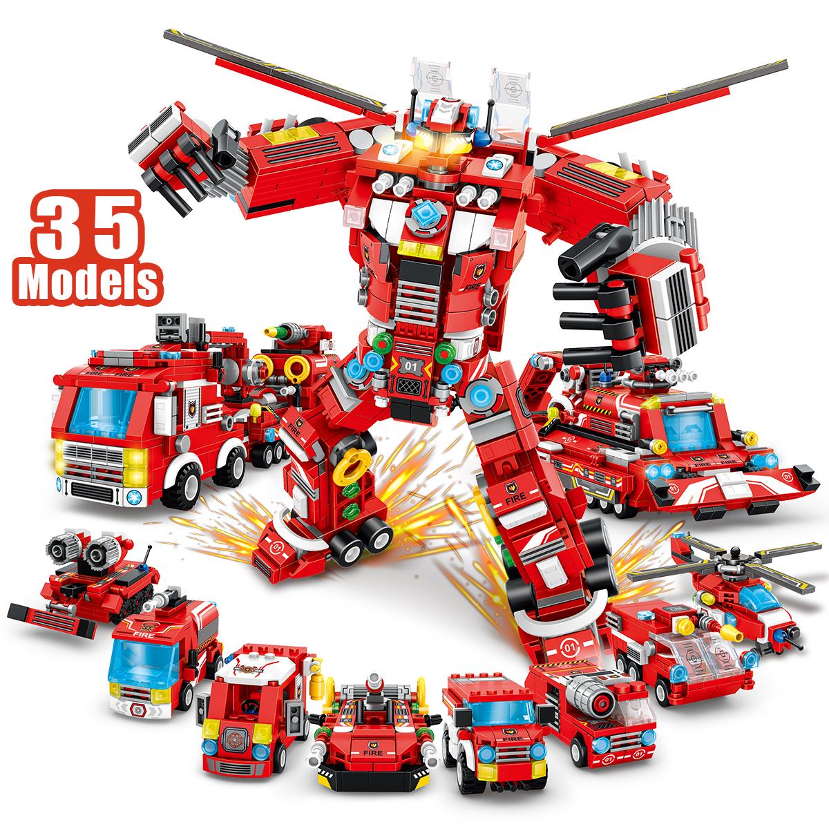 Robot Building Toys for Boys Age 6+ Year Old,35 in 1 Educational Building Bricks City Fire