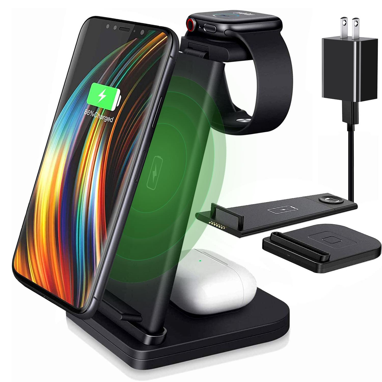 Wireless Charging Station, 3 in 1 Wireless Charging Station for Apple Watch, AirPods Pro