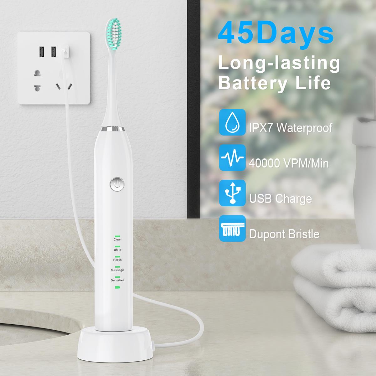  Clearance Electric Toothbrush for Adults with 8 Brush Heads &  Travel Box & Toothbrush Holder 6 Cleaning Modes IPX7 Waterproof Electric  Toothbrush 8 Hours Charging for 60 Days Using Soft Bristles 