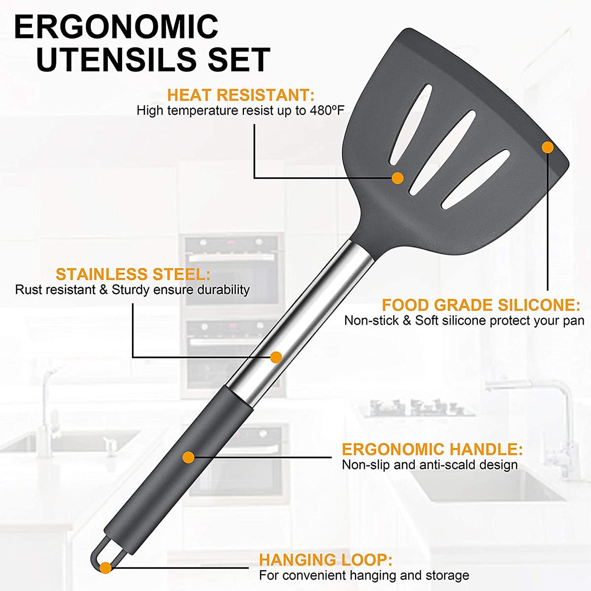 Silicone Cooking Utensil Set, 30 Pcs Kitchen Utensils Cooking Utensils Set,  Food Grade Silicone Spatula Set, BPA-Free, Non-stick Heat Resistant  Silicone Cookware with Strong Stainless Steel Handle 