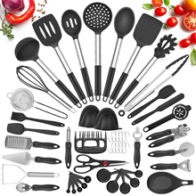 Kitchen Utensil Set, 50-Piece Cooking Utensils Set, Food Grade Silicone and Stainless Steel Utensil