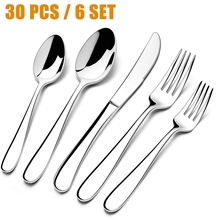 30 Pieces Silverware Set with Serving Set