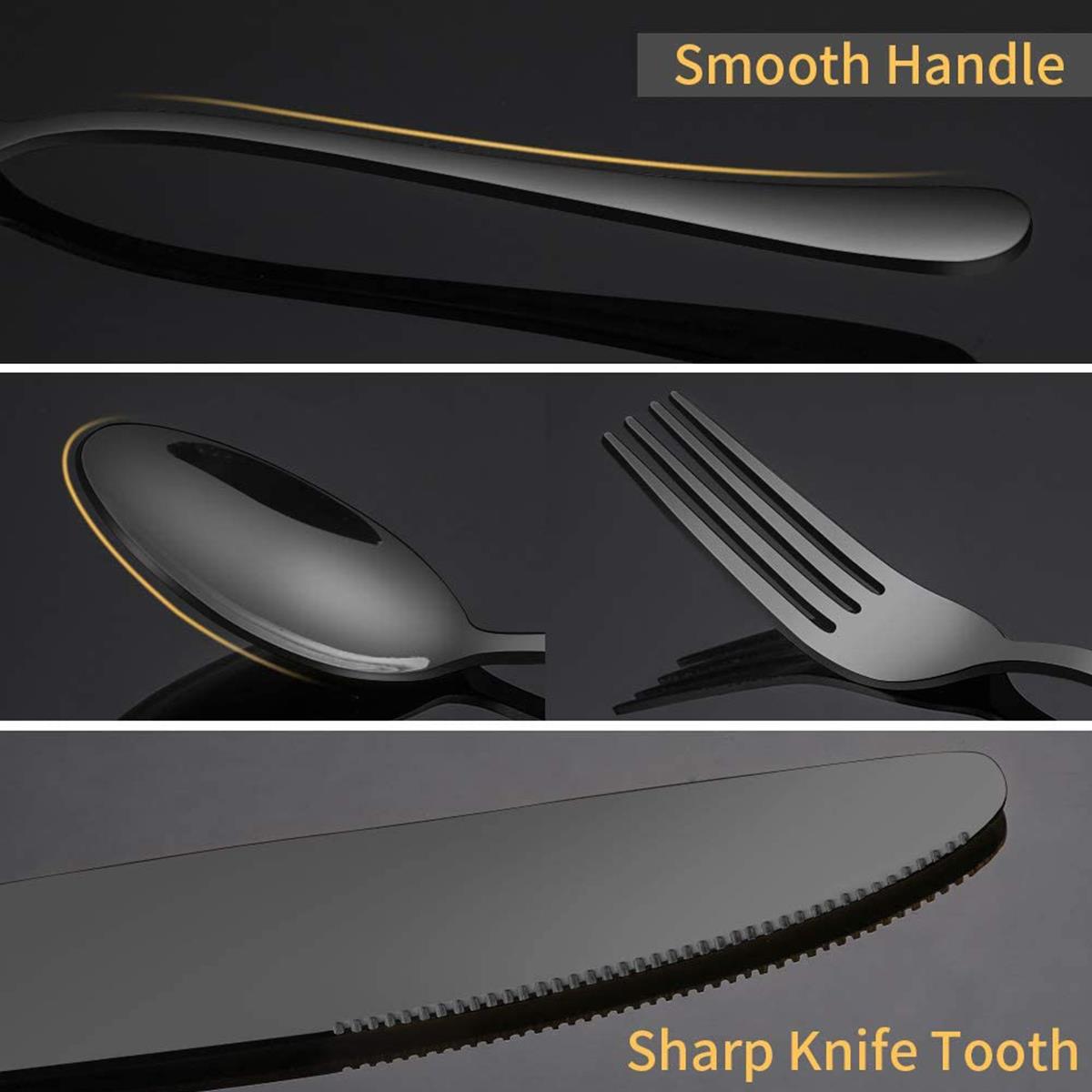 Matte Black Silverware Set 40 Pieces, Stainless Steel Flatware Set,  Titanium Plating Cutlery Set, Matte Black Utensil Sets, Service Set for 8  (Matte