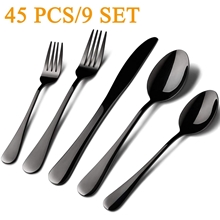 Silverware Set, 45 Piece Stainless Steel Flatware Cutlery Set