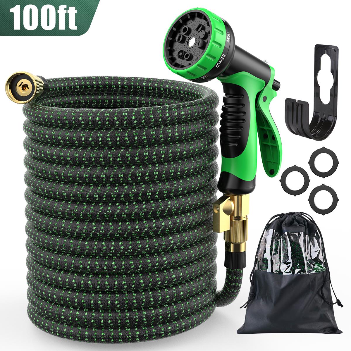 100ft Flexible Garden Hose w/10 Function Nozzles