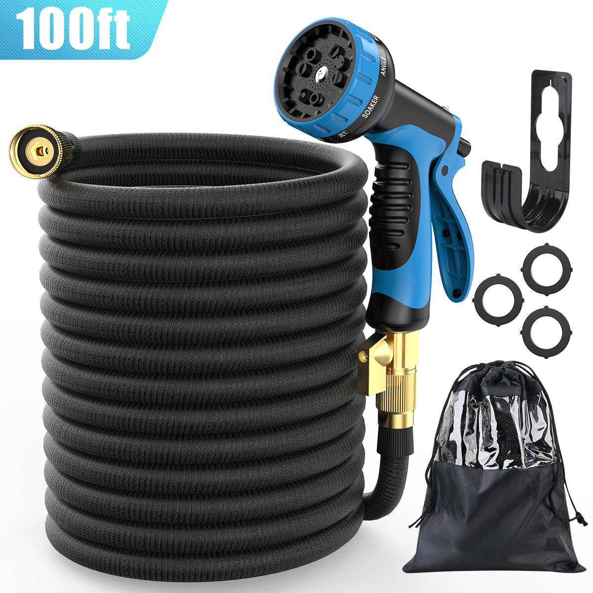 Expandable Water Hose with 3 /4 Inch Solid Brass Fittings & Double Latex Core