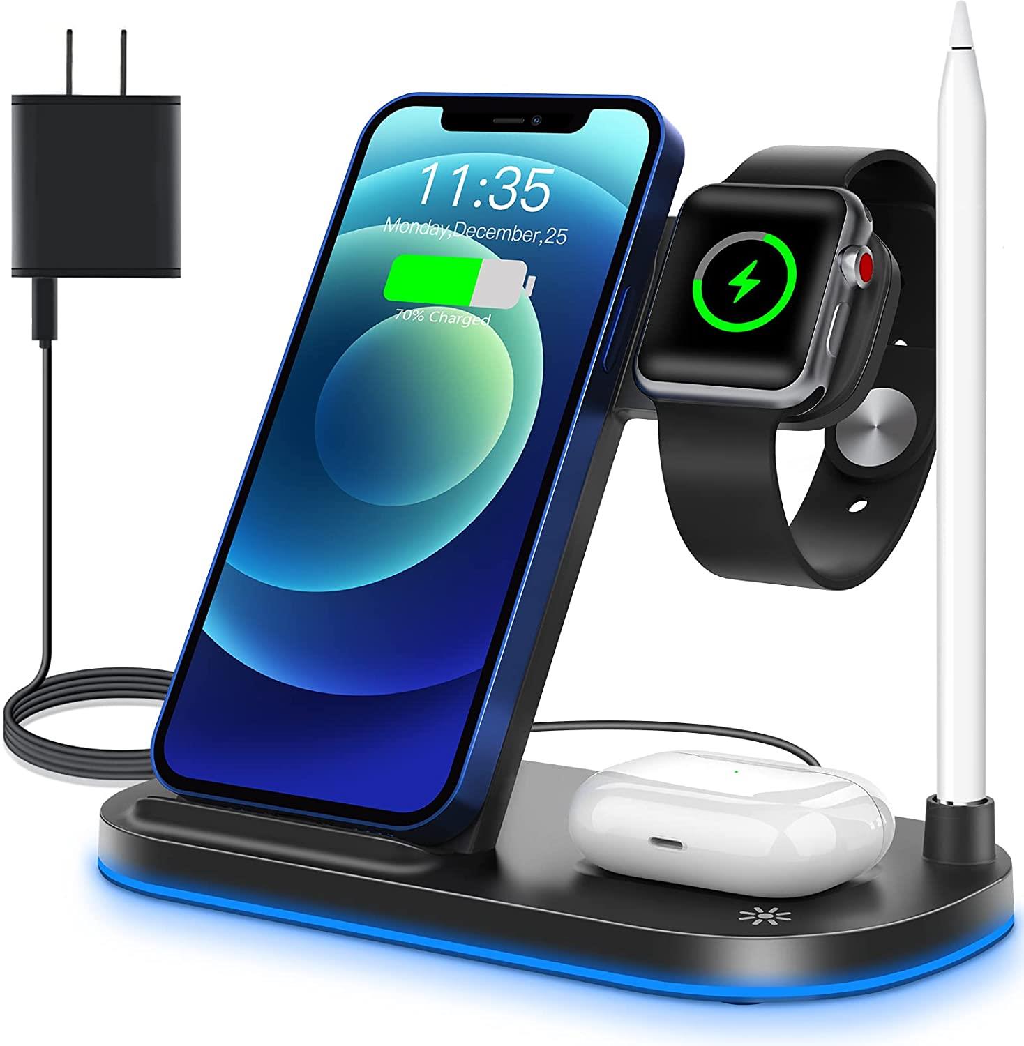 Wireless Charger, 4 in 1 Fast Wireless Charging Station
