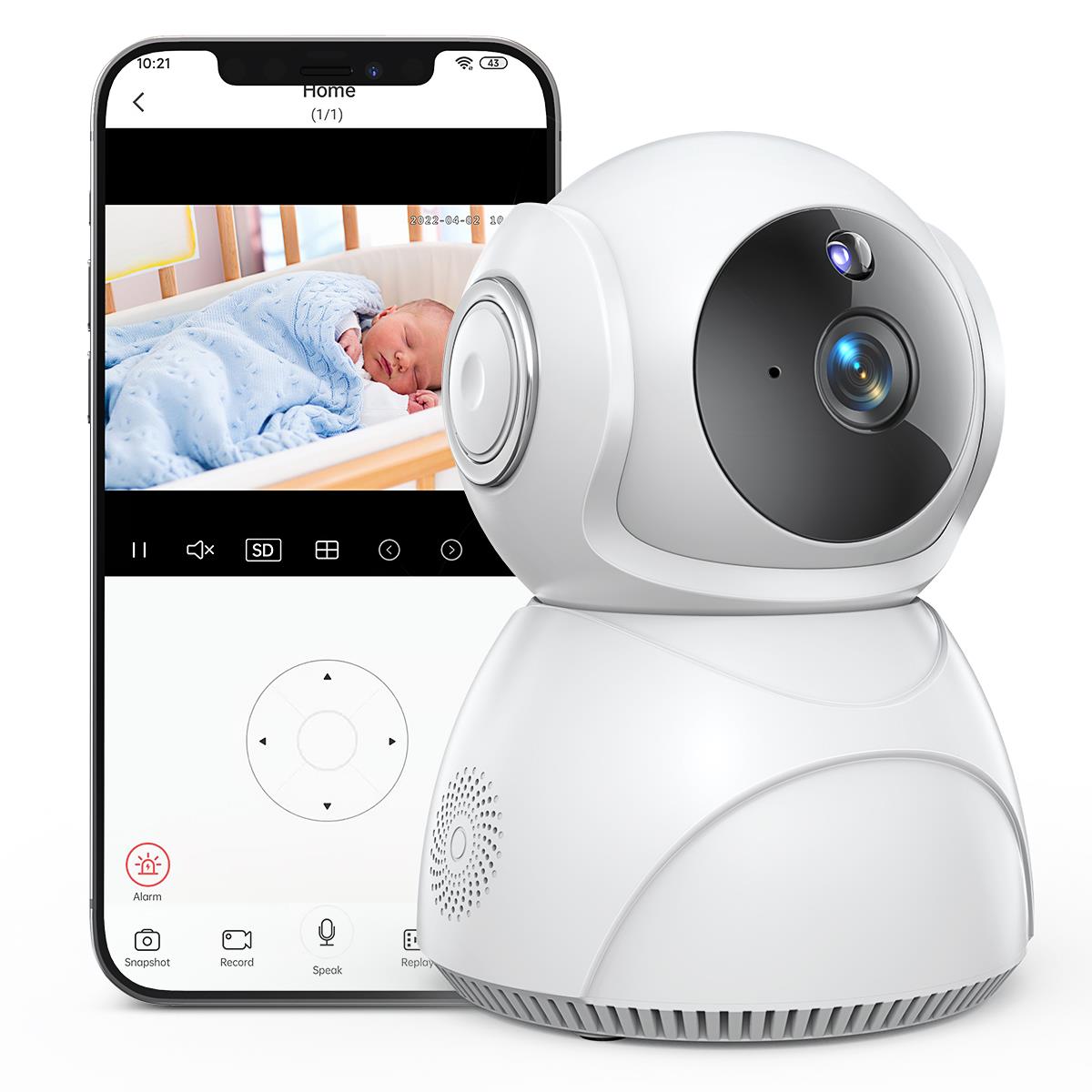 Baby Monitor, 360°Wireless Smart Video Baby Camera, 3MP HD Home Security Camera