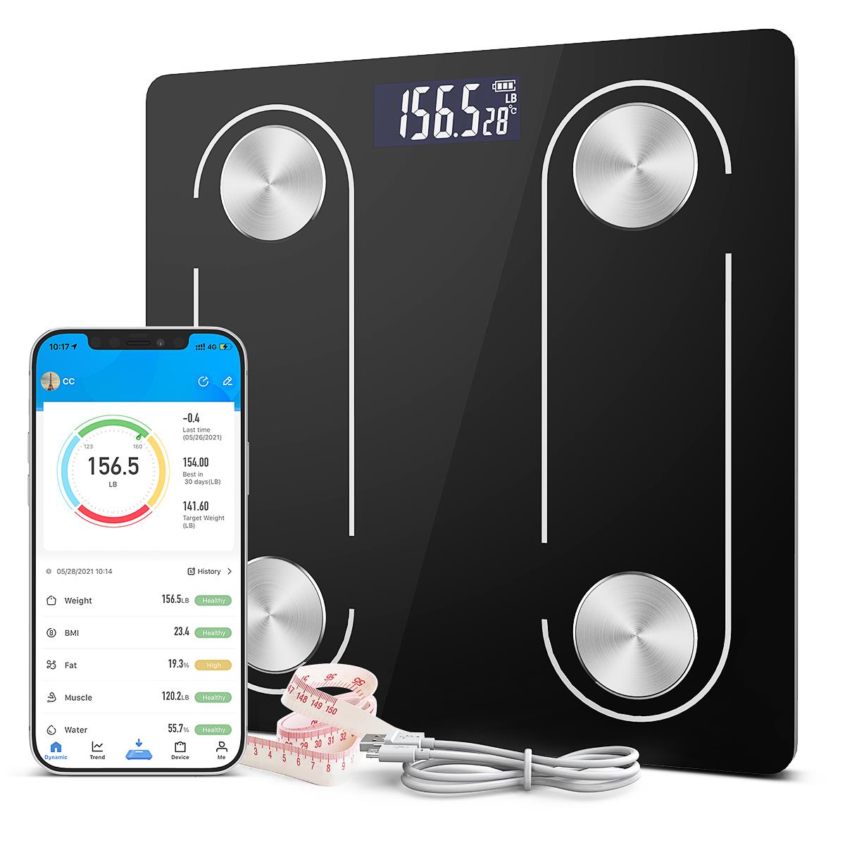 Bluetooth Smart Scale for Body Fat, Wireless Bathroom Digital Scale