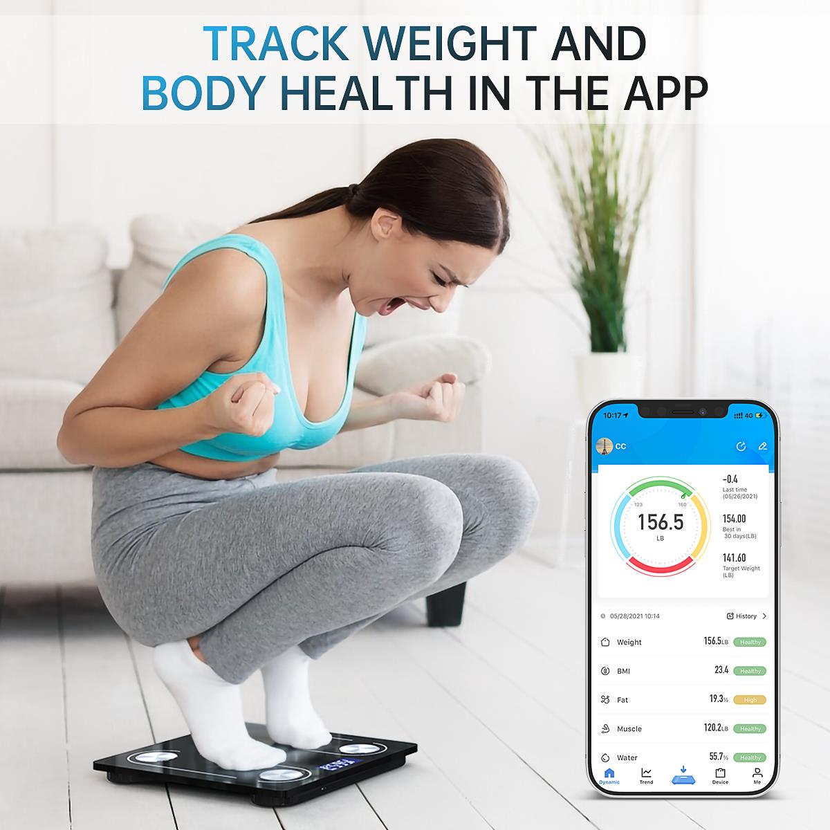 Taylor Bluetooth Smart Body Composition Scale for Body Weight, Body Fat,  Water, Muscle and Bone Mass, Weight Tracking, and BMI with Smartphone App