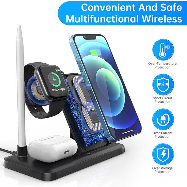 4 in 1 Wireless Charger, Qi-Certified Fast Charging Station2