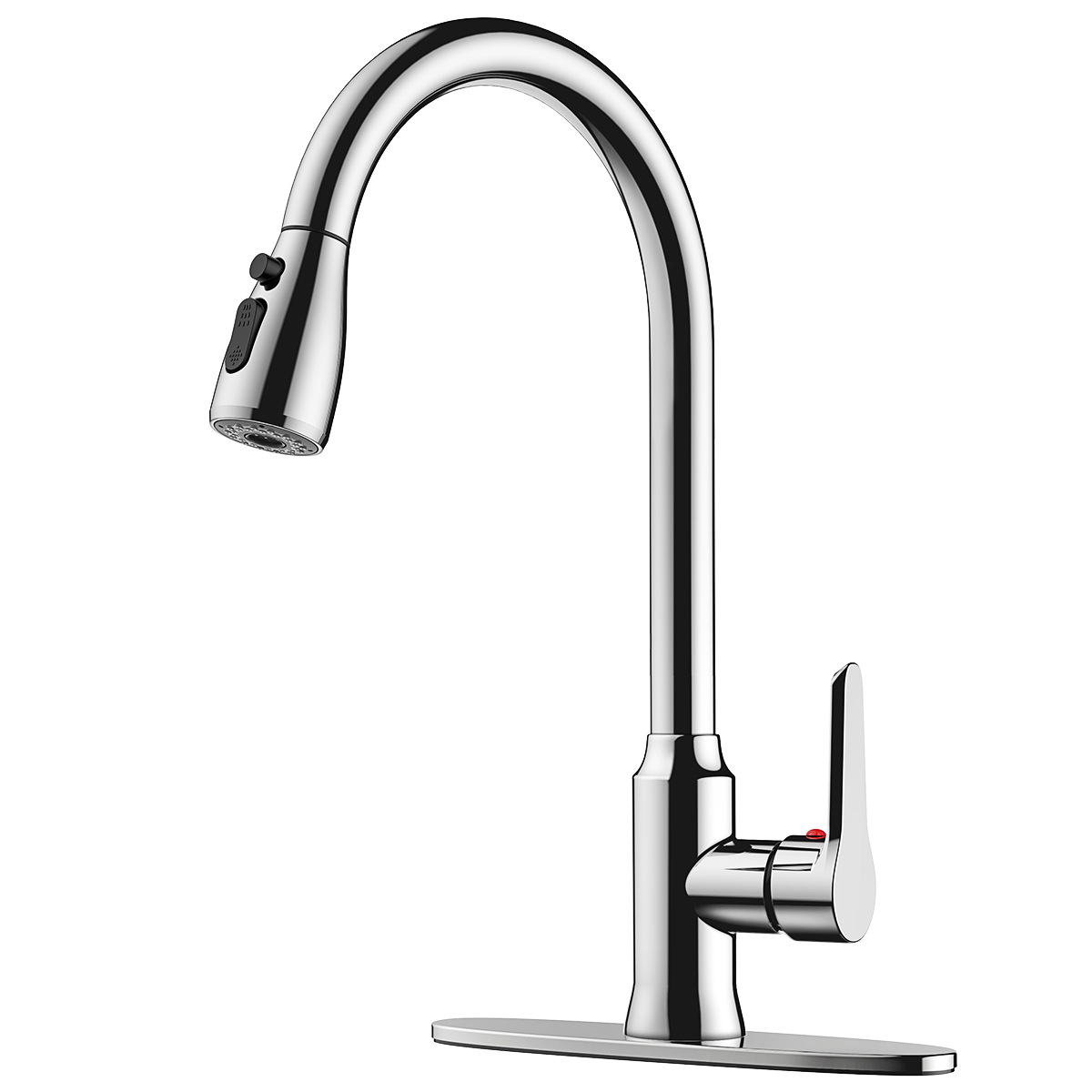 Single Handle High Arc Kitchen Sink Faucet w/ Water Lines