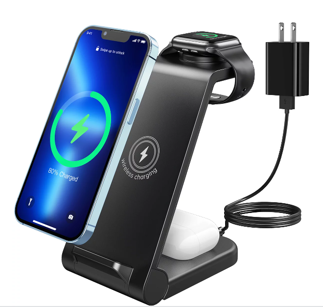 Wireless Charger Stand, 3 in 1 Fast Wireless Charging Station Dock for Apple Watch Series