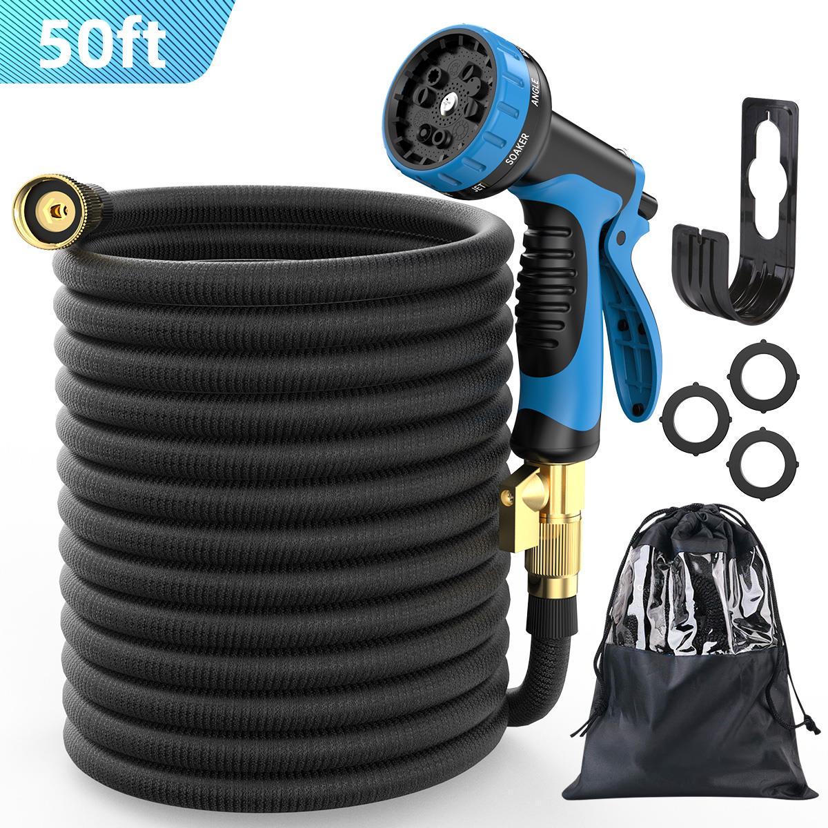 100ft Flexible Garden Hose w/10 Function Nozzles, Expandable Water Hose