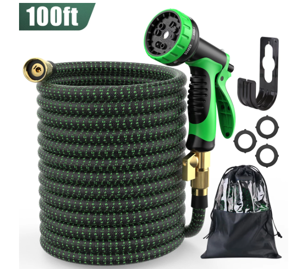 100ft Flexible Garden Hose w/10 Function Nozzles