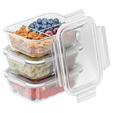Glass Food Storage Container with Lids, 3 Pack 34 Oz
