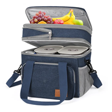 Insulated Lunch Bag for Women/Men, 17L Expandable Double Deck Lunch Cooler Box