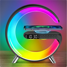 GPED Alarm Clock, Digital Alarm Clock Radio with Wireless Charging & LED Table Lamp