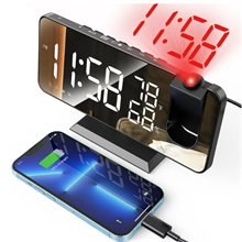 Projection Alarm Clock for Bedroom, Digital Alarm Clock Radio with USB Charger Ports