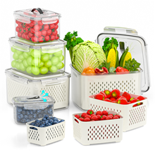 5 Pack Fruit Storage Containers For Fridge With Removable Colanders