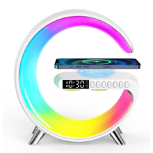 GPED Alarm Clock, Digital Alarm Clock Radio with Wireless Charging & LED Table Lamp