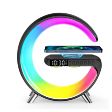 GPED Alarm Clock, Digital Alarm Clock Radio with Wireless Charging & LED Table Lamp