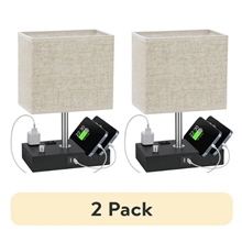 (2 pack) Bedside Table Lamp for Bedroom with Dual Fast USB Charging Ports