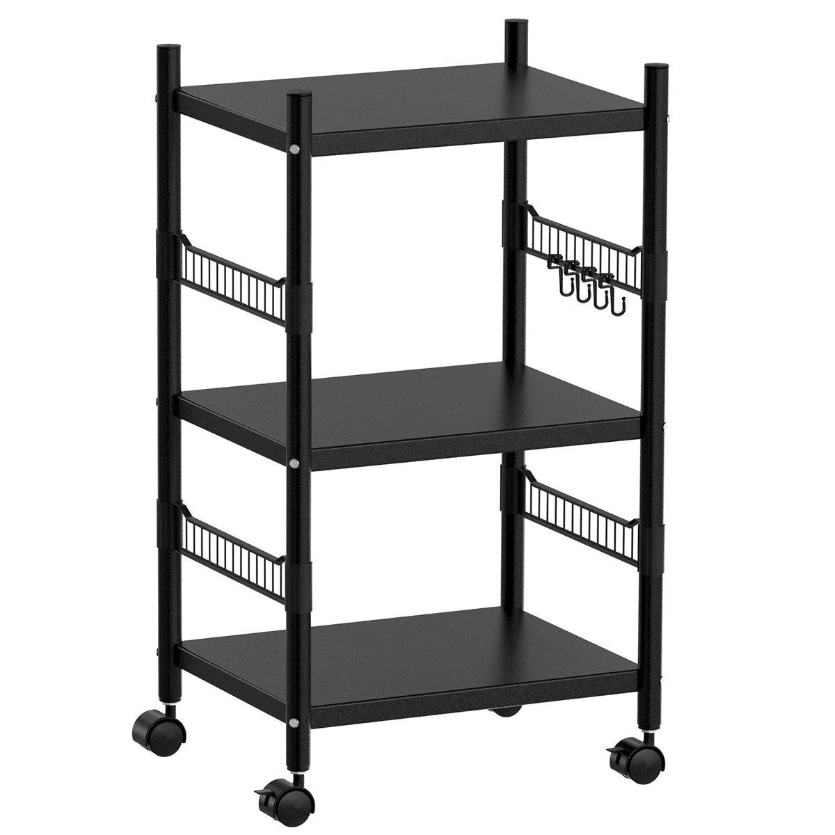 3-Tier Kitchen Rolling Cart, Utility Shelf Microwave Stand Storage Cart