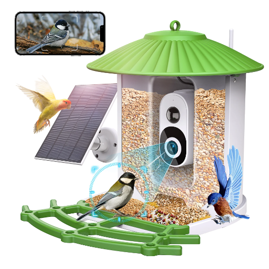 Smart Bird Feeder with Camera, 2k HD Wireless Outdoor Bird Feeder with AI Identify