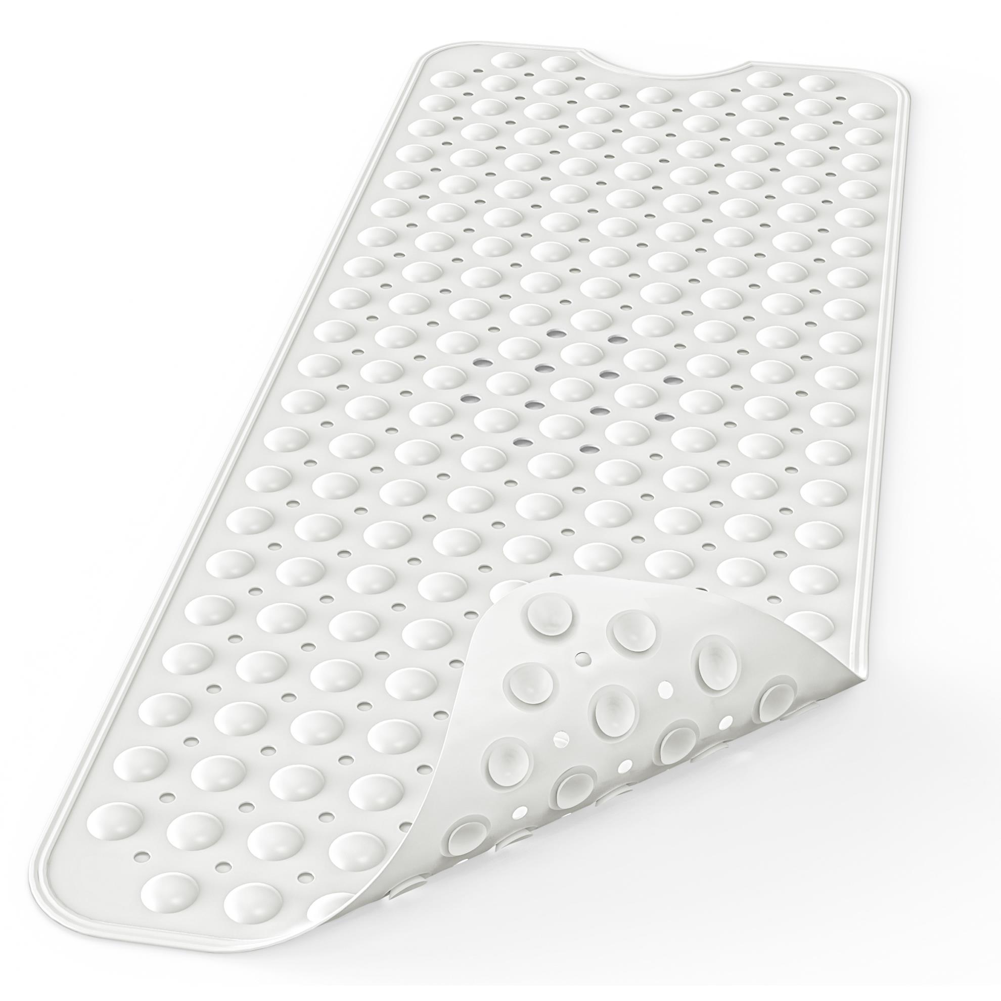 Extra Long Non-Slip Bath Mat with Drain Holes and Suction Cups