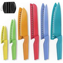 13 Pcs Kitchen Knives Set with Sharpener, Anti-Rust Coating, Multicolor