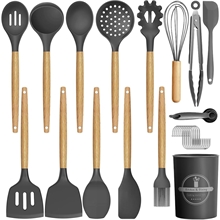 29 Pcs Silicone Kitchen Utensil Set, Cooking Utensils Set, Gray