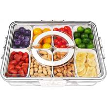 Snackle Box Container, Divided Serving Tray with Lid and Handle