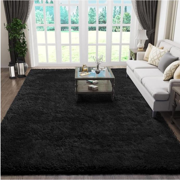 Fluffy Area Rug,5x8 ft Soft Shaggy Rugs Fluffy Carpets,Black