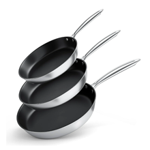 Kitchen Nonstick Frying Pan Set - 3 Piece Induction Bottom - 8 Inches, 9.5 Inches and 11 Inches