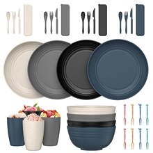 36 Piece Kitchen Wheat Straw Dinnerware Set, Service for 4