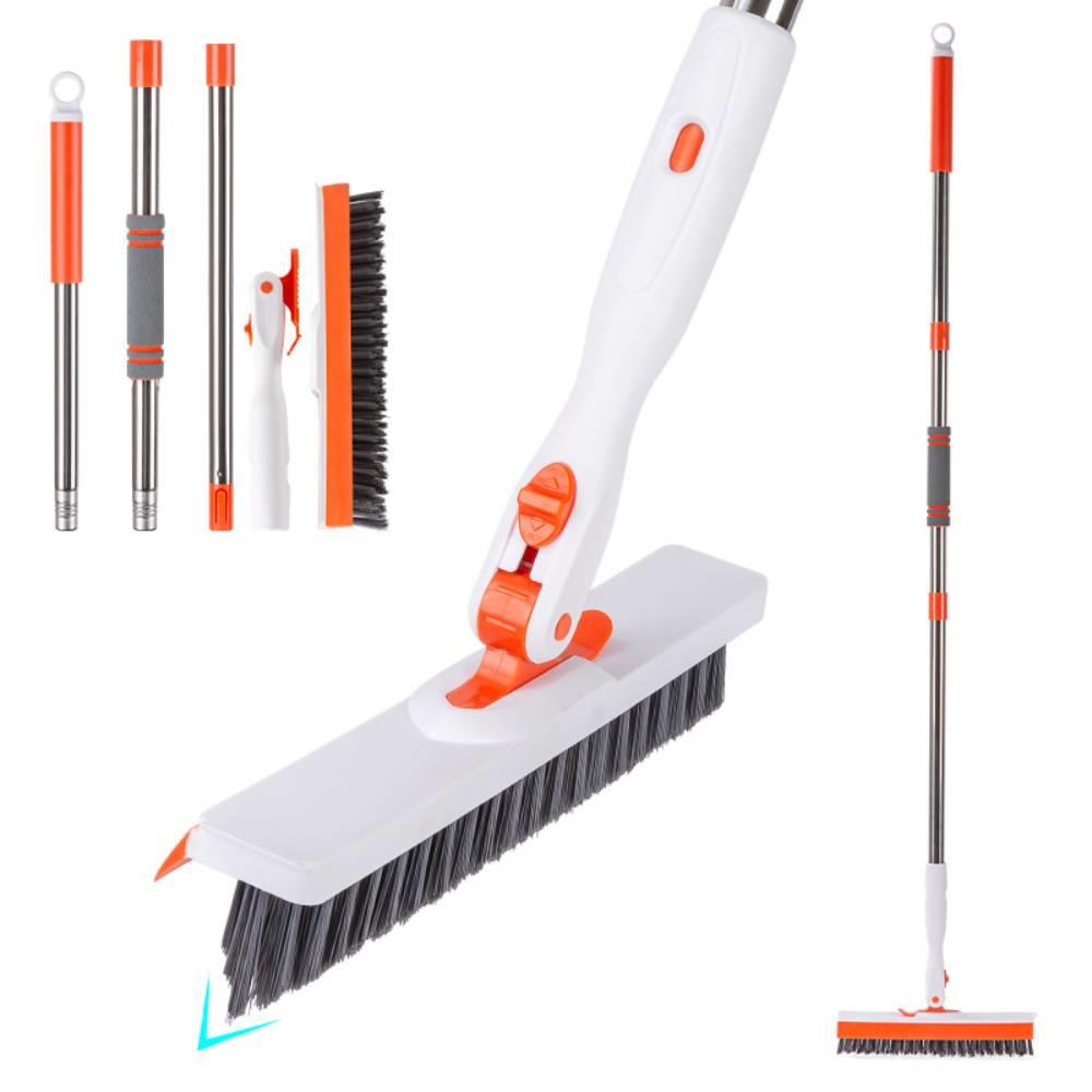 Grout Brush with Long Adjustable Handle, Heavy Duty Scrub Brush