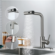 GPED Kitchen Faucets, Waterfall Kitchen Sink Faucet with Pull Down Sprayer