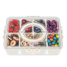 Snackle Box Container, Divided Serving Tray with Lid and Handle