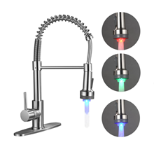 GPED Kitchen Faucet with Pull Down Sprayer & 3-Modes LED Light