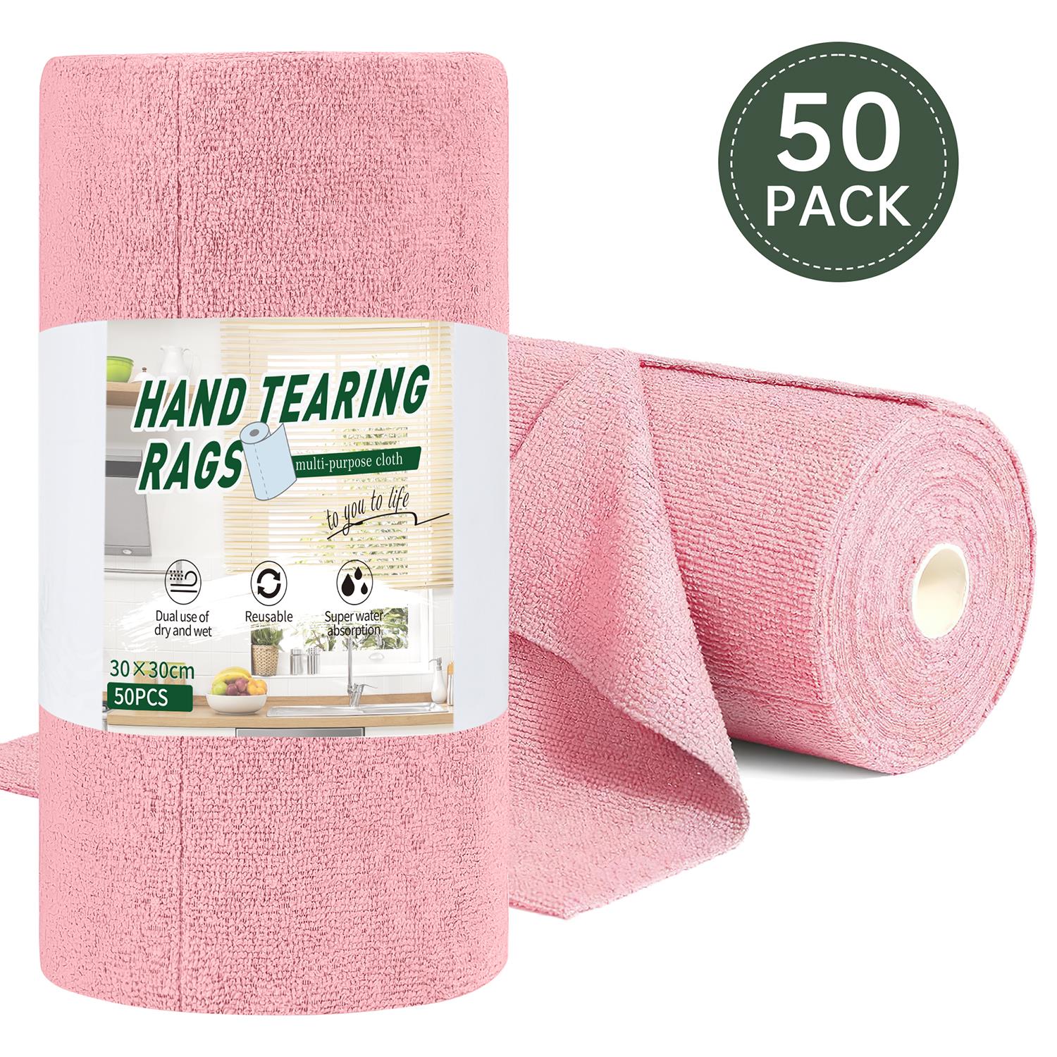 50 Pack Microfiber Cleaning Cloth Roll Reusable Tear Away Microfiber Towels