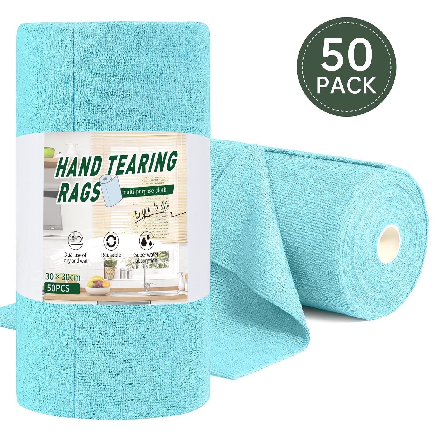 50 Pack Microfiber Cleaning Cloth Roll Reusable Tear Away Microfiber Towels