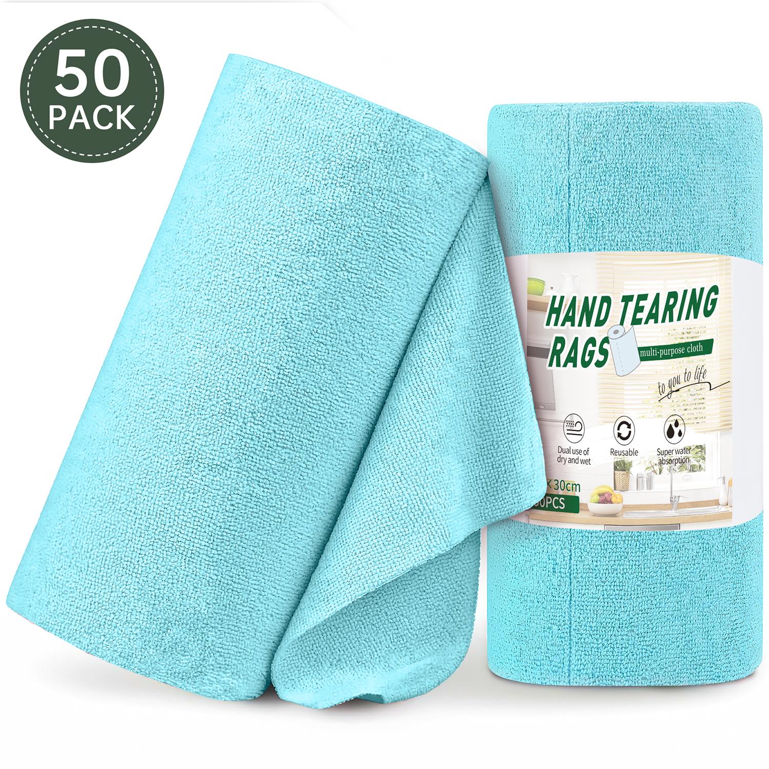 Microfiber Cleaning Cloth Roll, 50 Pack Reusable Tear Away Towels