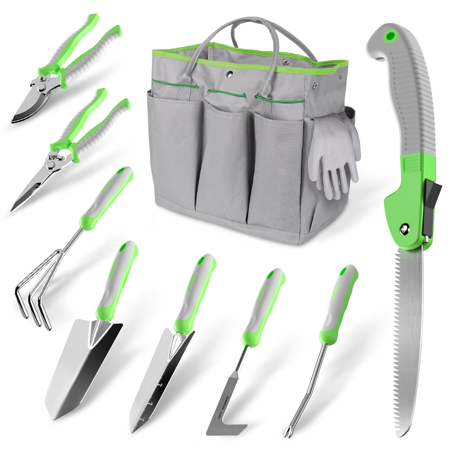 Garden Tools Set, 10 Piece Stainless Steel Heavy Duty Gardening Tools Set