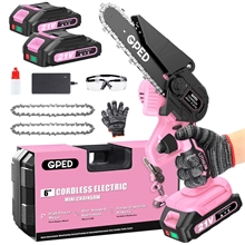 Mini Chainsaw Cordless 6 inch with 2 Battery, Pink