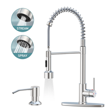 GPED Kitchen Faucet, Kitchen Sink Faucet with Soap Dispenser & Pull Down Sprayer