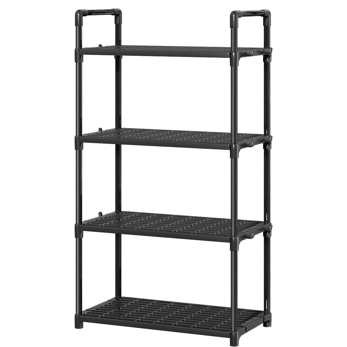 4-Tier Heavy Duty Plastic Storage Shelves, 45.3