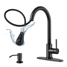 GPED Kitchen Faucet with Soap Dispenser, Kitchen Sink Faucet with Pull Down Sprayer & Deck Plate